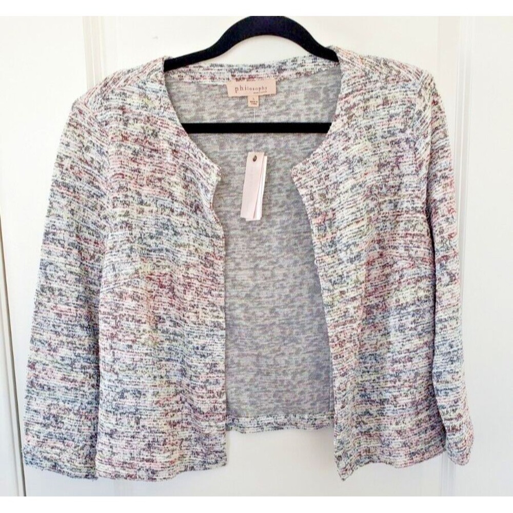 Philosophy Tweed Jacket Multi Color Size Large NWT FS
